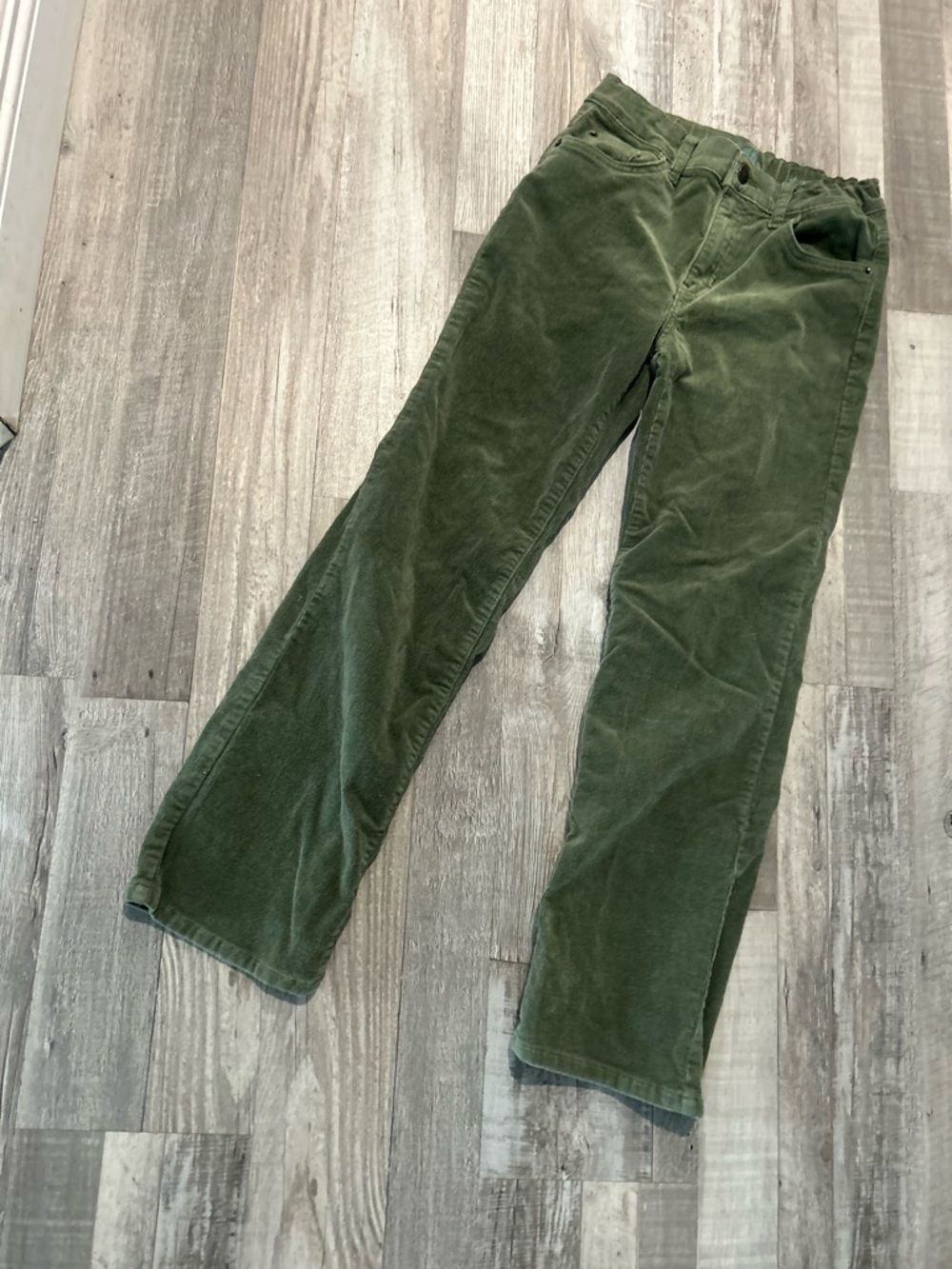 Kids Olive Green Corduroy Straight-Leg Jeans